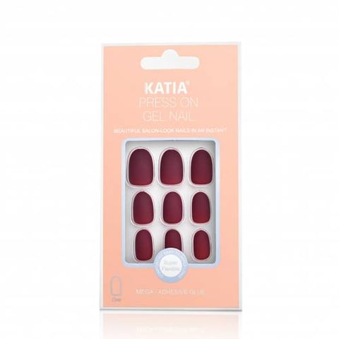 Oval nails self-adhesive color dark burgundy 17 - Katia