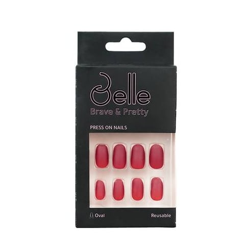 Self-adhesive artificial nails matte red berries 24 pieces - Belle