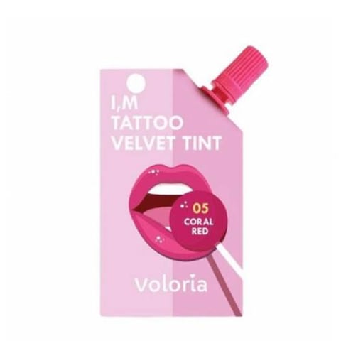 Tattoo Velvet Tint Lip Tint No. 05 Coral Red Emme - Floria OA2560