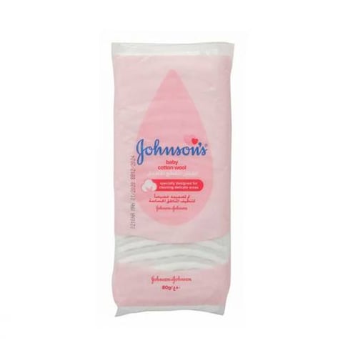 Pure cut cotton for cleaning children's skin and sensitive places, 80 grams - Johnson's