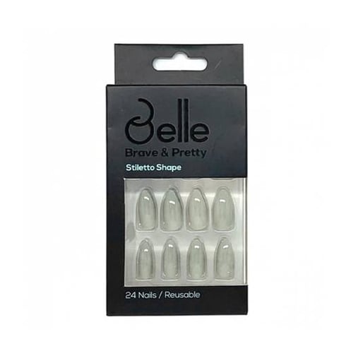 Self-adhesive artificial nails, glossy gray, 24 pieces - Bell