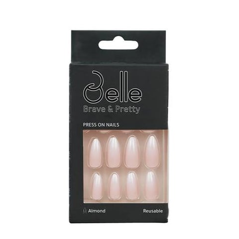 Belle - self-adhesive artificial nails, ombre pink and white, 24 pieces