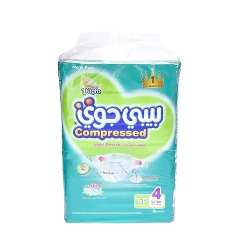 Compressed diapers with elastic waist and air mesh for complete dryness No. 4 / 60 diapers - Baby Joy