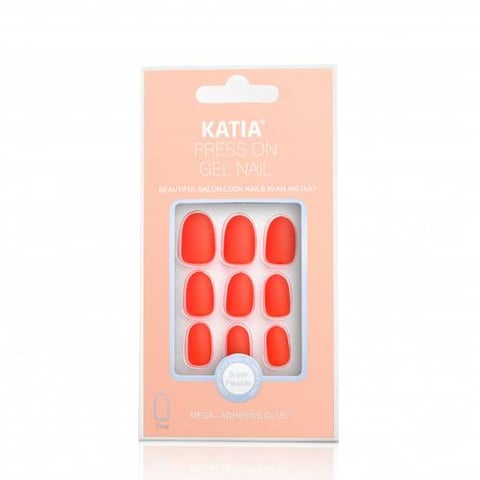 Oval Nails Self Adhesive Matte red 02 - Katia