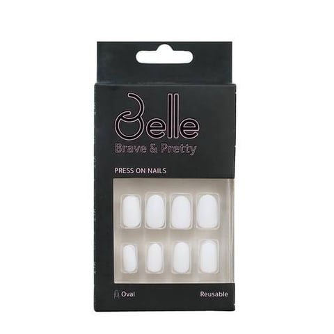 Snow White Self Adhesive Artificial Nails Matte White 24 Pieces - Belle