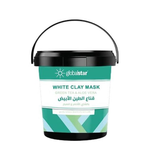 White clay mask with green tea and aloe vera 600 ml - Global Star