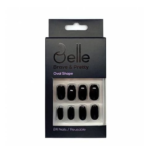 Hams Glossy Black Self Adhesive Artificial Nails 24 Pieces - Belle