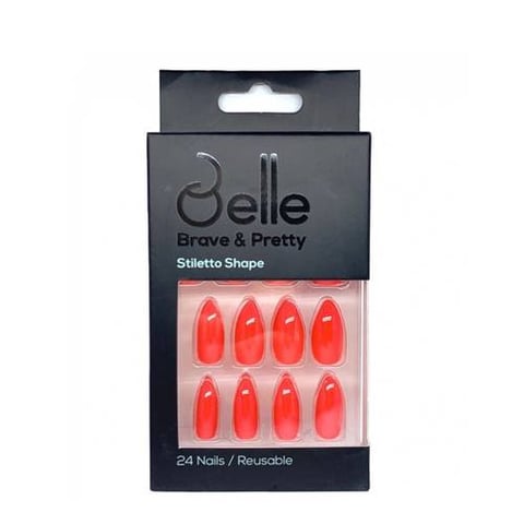 Belle - Self-adhesive Artificial Nails Fiery Red Glow 24 Pieces