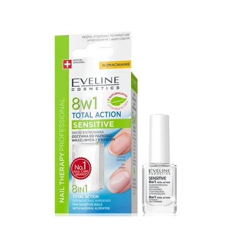 INTENSIVE NAIL HARDENER 8in1 FOR SENSITIVE NAILS TOTAL ACTION 12 ML - EVELINE COSMETICS