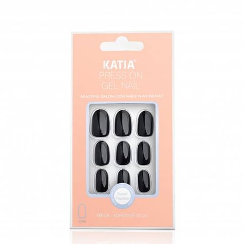 Oval Nails Self-Adhesive Gloss Black Color 23 - Katia