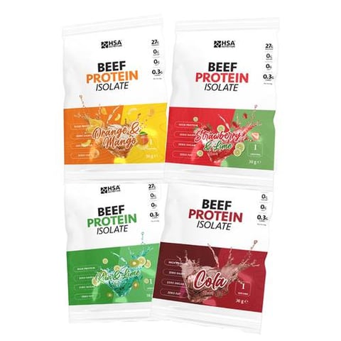 اتش اس اي نيوتريشن - مجموعة نكهات من بيف بروتين ايزوليت (30 جم) - HSA Beef Protein Isolate
