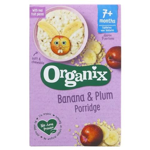 اورجانكس- عصيدة الموز والخوخ العضوي (7 أشهر فأكثر ، 4 علب ) - Organix Organic Banana, Plum Porridge