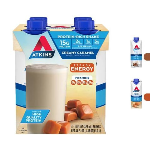 اتكينز - انيرجي ميلك شيك عالي البروتين (4 علب) - Atkins Strong High Protein Shake
