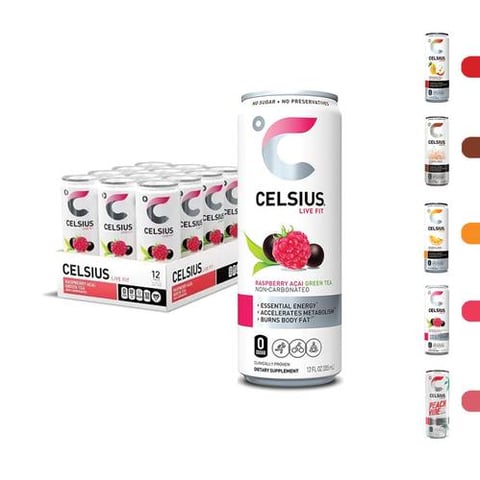 سيلسيوس - مشروب الطاقة وحرق الدهون الفوار  (12 عبوة) - Celsius Energy Drink and Fat Burning