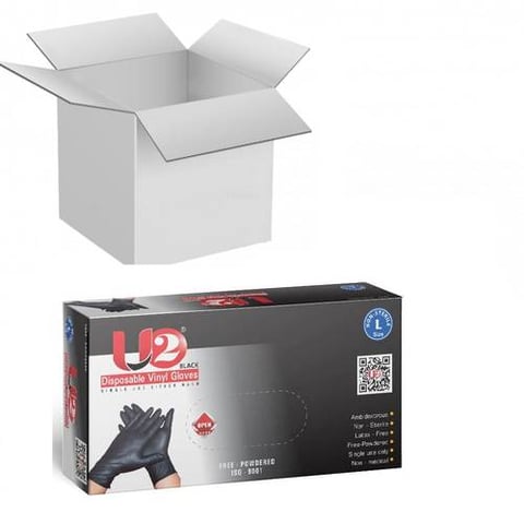 U2 VINYL GLOVES POWDER FREE BLACK LARGE 700PCS - CARTOON