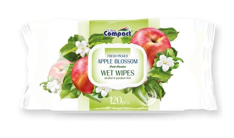 COMPACT BABY WET WIPES APPLE BLOSSOM 120 PCS