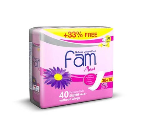 FAM FEMININE PADS SUPER WITHOUT WINGS 30+10P