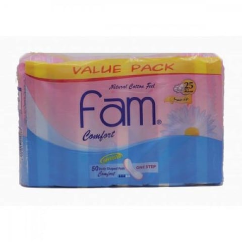 FAM COMFORT FEMININE PADS ONE STEP 50P