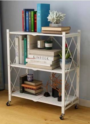 ATTAS FOLDABLE SHELVING RACK WITH WHEELS WHITE 3 LAYER 995B-1