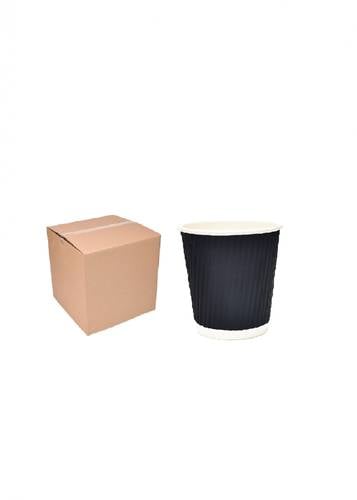 JAWAD COFFEE CUP RIPPLE BLACK NOLID 4OZ 1000P - CARTOON