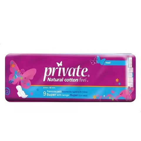 PRIVATE FEMININE PADS SUPER WITH WINGS 12*9P - CARTOON
