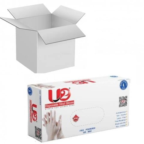 U2 VINYL GLOVES POWDER FREE LARGE 10*70P - CARTOON