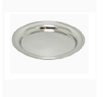 555 STEEL SERVING TRAY FLAT ROUND 35CM