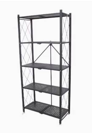 ATTAS FOLDABLE SHELVING RACK WITH WHEELS BLACK 5 LAYER 992H-1