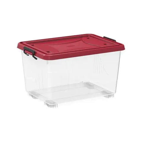 COSMOPLAST STORAGE BOX CLEAR WITH WHEELS&LOCKABLE LID 33L IFHHST538