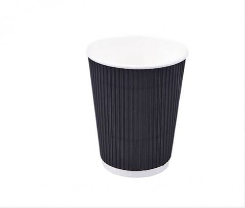 JAWAD COFFEE CUP RIPPLE BLACK NOLID 12OZ 25P 