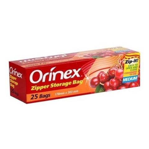 ORINEX ZIPPER STORAGE BAG 178MM*203MM 25BAGS 