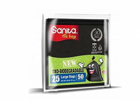 SANITA TIE BAG BIO DEGRADABLE 50 GALLONS 25PCS