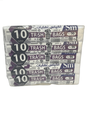 SM TRASH BAG ROLL WHITE 10GALLON 4KG - PACKET