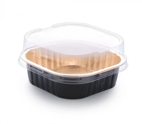 SQUARE ALUMINIUM MOLD BLACK GOLD+CLEAR LID 15P