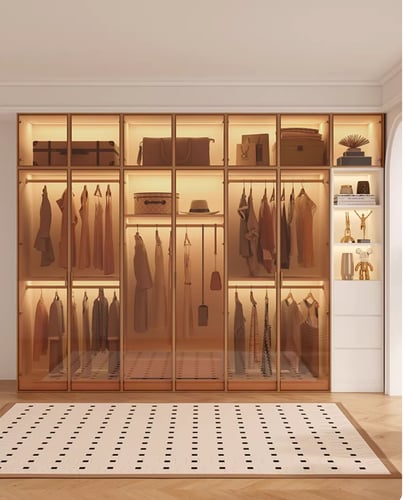 Luxurious modern wardrobe with a glass door design