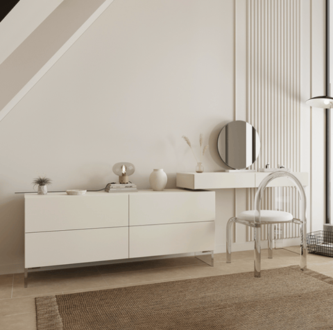 Dressing table with acrylic cabinet
