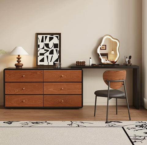 Dressing table with chair and mirror