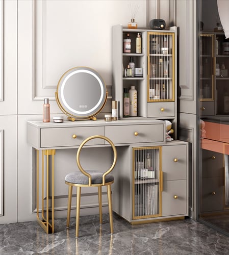 Nordic dresser with chair and mirror