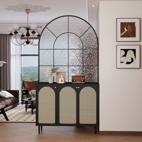 Partition cabinet with glass partition