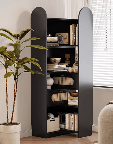Multi-layer rotating and retractable bookcase