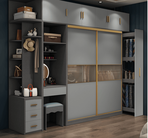 Wardrobe with sliding door and dressing table
