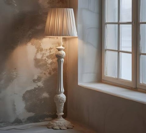 Cream-colored floor lamp