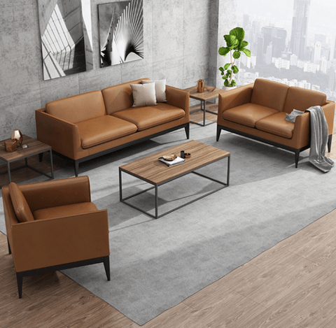 leather sofa + coffee table 