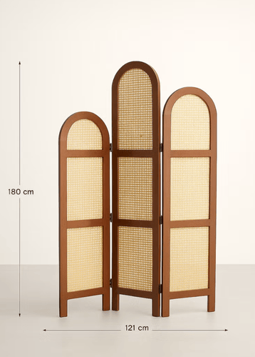 Room divider with brown frame