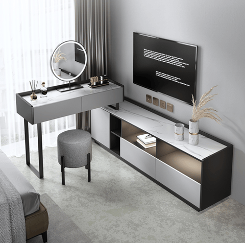 makeup vanity with TV table