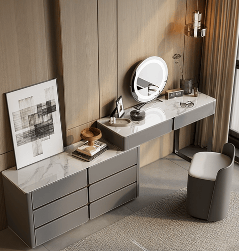 Dressing table with chair and mirror