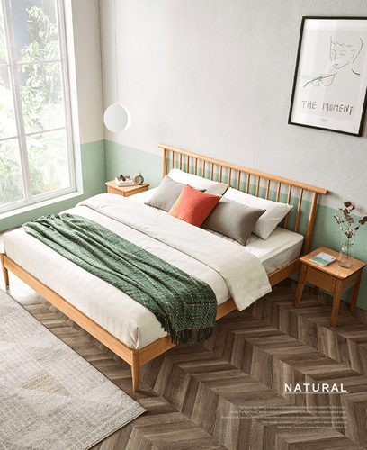bed with nightstand 