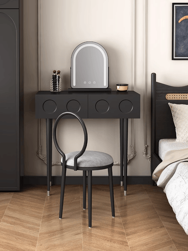 Dressing table with chair and lighted mirror