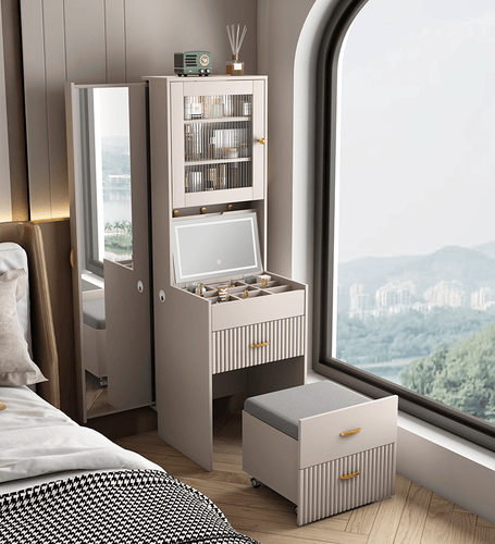 Nordic dressing table with mirror and chair