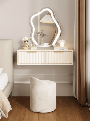 Floating makeup table with mirror